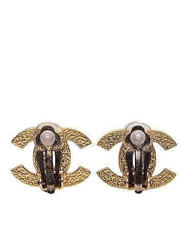 Chanel Chanel Coco Mark Earrings 01A Gold Plated Faux Pearl Women's CHANEL (view 2)