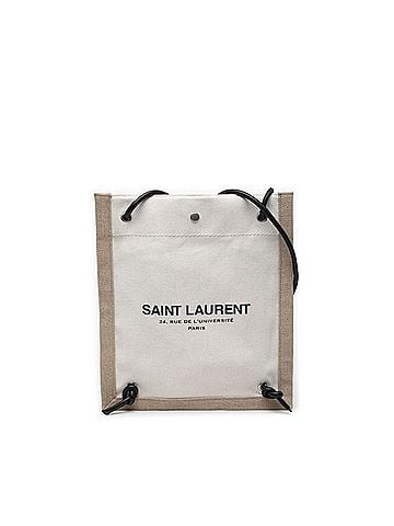 Saint Laurent Saint Laurent Logo Crossbody Bag Shoulder Sacoche Knapsack 710272 Beige Black Canvas Leather Women's SAINT LAURENT (view 1)