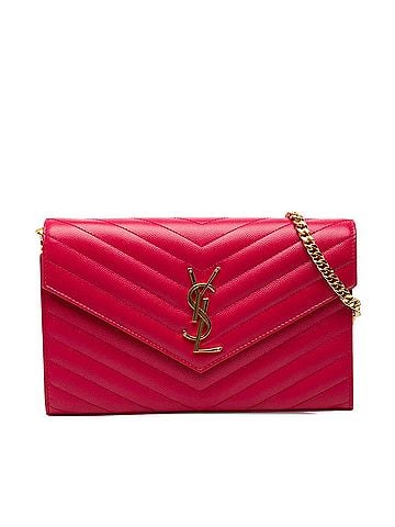 Saint Laurent Saint Laurent Cassandra Classic Crossbody Chain Wallet Shoulder Bag with YSL Logo, 377828, Pink Leather, Women's. (view 1)