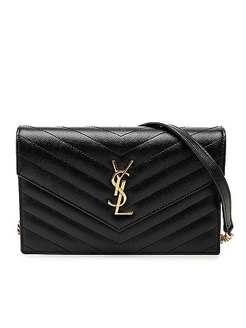 Saint Laurent Saint Laurent Cassandra Envelope YSL Logo Chain Shoulder Bag GNC742920 Black Gold Leather Women's SAINT LAURENT (view 1)