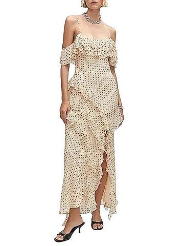 Speechless Speechless Cream Polka Dot cold shoulder Ruffle Maxi Dress Casual Dress (view 1)
