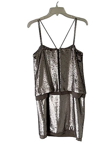 Banana Republic Silver Sequin Dress Cocktail Dress (view 2)
