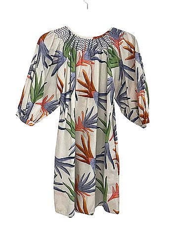 Oliphant Fortuna Green Embroidered Button Mini Casual Dress (view 2)