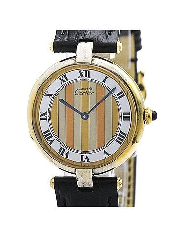Cartier CARTIER Must Vendome Gold Plated Leather Quartz Unisex Watch 590003 (view 1)