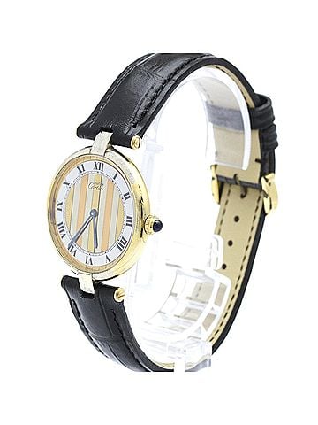 Cartier CARTIER Must Vendome Gold Plated Leather Quartz Unisex Watch 590003 (view 2)