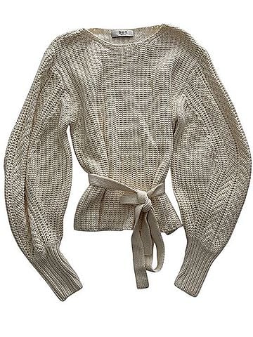 Sea New York Quiet Luxury Cream Tie-Waist Balloon Sleeve Sweater Sweater Vest (view 1)