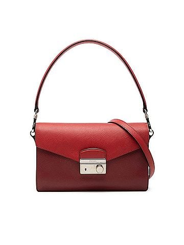 Prada Prada Saffiano Leather Handbag, 2-Way Style, Crossbody/Shoulder Bag, One-Shoulder Red Leather, Women's PRADA (view 1)
