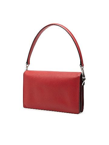 Prada Prada Saffiano Leather Handbag, 2-Way Style, Crossbody/Shoulder Bag, One-Shoulder Red Leather, Women's PRADA (view 2)