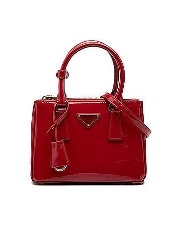 Prada Prada Galleria Triangle Logo Plate Mini Handbag Shoulder Bag 2WAY 1BA906 Red Patent Leather Women's PRADA (view 1)