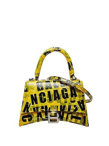 Balenciaga Balenciaga Hourglass S Handbag Shoulder Bag 2-Way Top Handle 593546 Yellow Black Leather Tape Women's BALENCIAGA (view 1)
