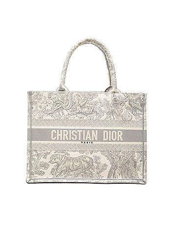 Christian Dior Christian Dior Dior Toile de Jouy Embroidery Book Tote Bag, Medium Gray/Ivory Canvas, Women's. (view 1)