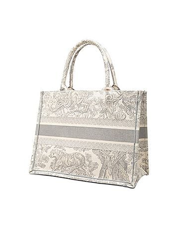Christian Dior Christian Dior Dior Toile de Jouy Embroidery Book Tote Bag, Medium Gray/Ivory Canvas, Women's. (view 2)