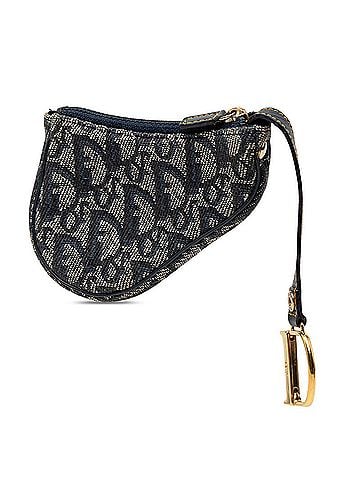 Christian Dior Christian Dior Dior Trotter Saddle Wallet/Coin Case Mini Handbag Pouch Navy Canvas Leather Women's (view 1)