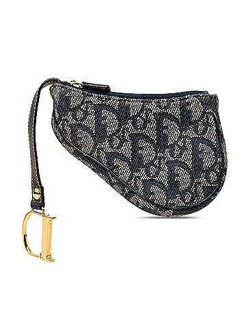 Christian Dior Christian Dior Dior Trotter Saddle Wallet/Coin Case Mini Handbag Pouch Navy Canvas Leather Women's (view 2)