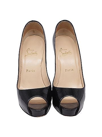 Christian Louboutin Christian Louboutin Very Prive Platform Peep Toe Pumps in Black Patent Leather (view 2)