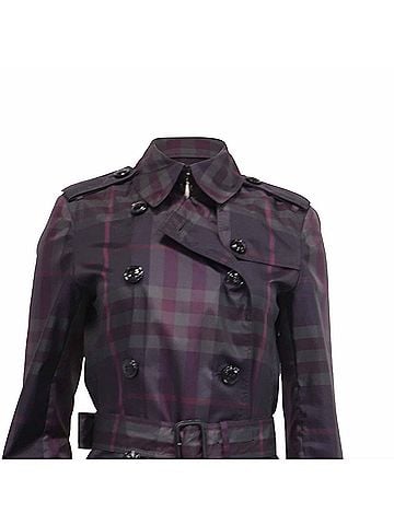 Burberry Burberry London Novacheck Print Double Breasted Coat in Purple Polyester (view 2)