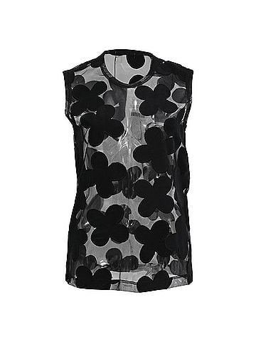 Comme des Garçons Comme des Garçons Mesh Flower Detail Blouse in Black Polyester (view 1)