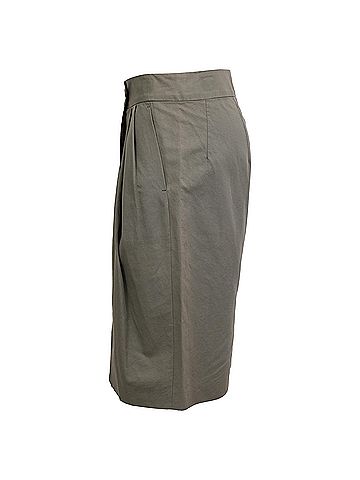 Dries Van Noten Dries Van Noten Pleated Knee Length Skirt in Green Cotton (view 2)