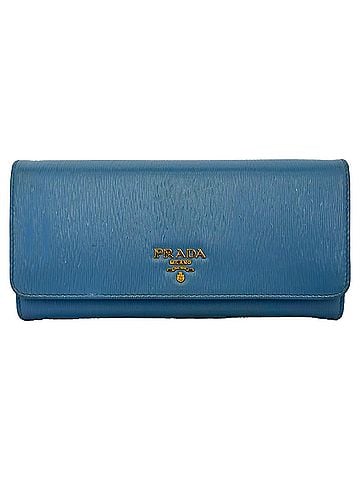 Prada Prada Vitello Move Flap Continental Wallet in Blue Leather (view 1)