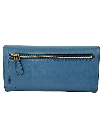 Prada Prada Vitello Move Flap Continental Wallet in Blue Leather (view 2)