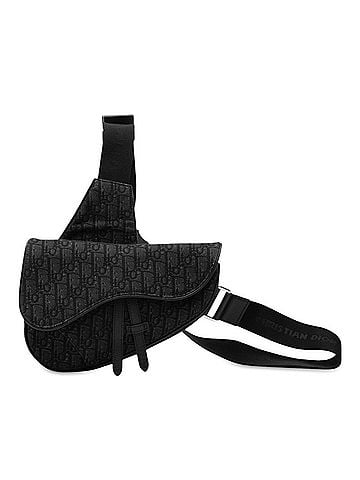 Christian Dior Christian Dior Dior Oblique Saddle Bag Shoulder Body Jacquard Black Canvas Leather Women's (view 1)