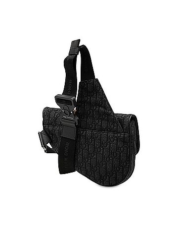 Christian Dior Christian Dior Dior Oblique Saddle Bag Shoulder Body Jacquard Black Canvas Leather Women's (view 2)
