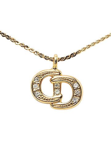 Christian Dior Christian Dior Dior CD Logo Necklace, Gold Plated, Rhinestones, Women's (view 1)