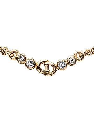 Christian Dior Christian Dior Dior CD Logo Necklace, Gold Plated, Rhinestones, Women's (view 1)