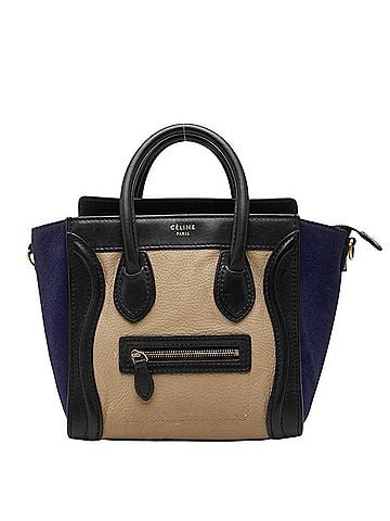 Céline Celine Luggage Nano Shopper Handbag, Beige, Black, Navy, Suede Leather, Women's CELINE (view 1)