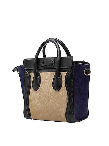 Céline Celine Luggage Nano Shopper Handbag, Beige, Black, Navy, Suede Leather, Women's CELINE (view 2)