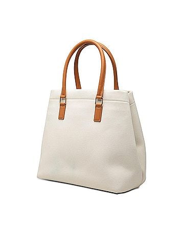Céline Celine New Horizontal Tote Bag, White Brown Canvas Leather, Women's CELINE (view 2)
