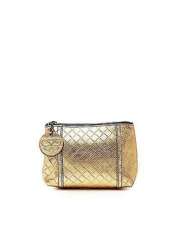 Bottega Veneta Bottega Veneta Intrecciato Handbag Pouch Jewelry Case Accessory Gold Leather Women's BOTTEGAVENETA (view 1)