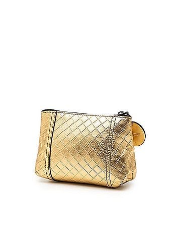 Bottega Veneta Bottega Veneta Intrecciato Handbag Pouch Jewelry Case Accessory Gold Leather Women's BOTTEGAVENETA (view 2)