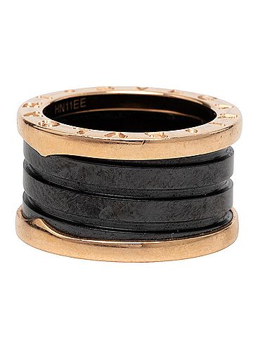 Bvlgari Bvlgari Bulgari B-zero1 4-band ring, size #50, black ceramic, 18K yellow gold (Au750), women's ring. (view 2)