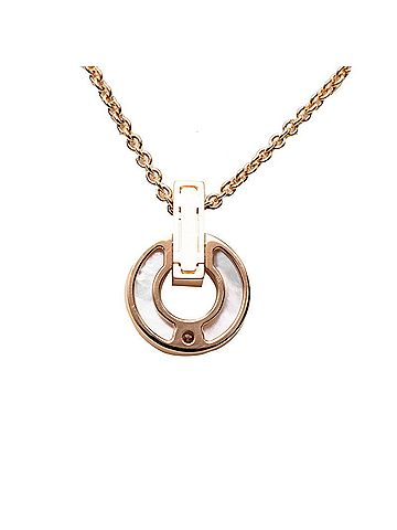 Bvlgari BVLGARI 357546 18KPG Pink Gold 750 Mother-of-Pearl Diamond 0.06ct Pendant Necklace for Women (view 2)