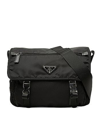 Prada Prada Triangle Logo Plate Crossbody Shoulder Bag 1BD953 Black Nylon Leather Women's PRADA (view 1)