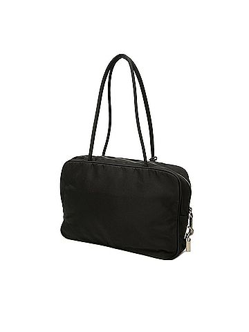 Prada Prada Triangle Logo Plate Handbag, Black Nylon Leather, Women's PRADA (view 2)