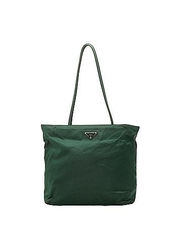 Prada Prada Triangle Logo Plate Tote Bag Shoulder Green Nylon Women's PRADA (view 1)