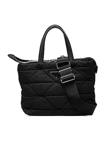 Prada Prada Triangle Logo Plate Re-Nylon Small Padded Shoulder Bag Tote 2WAY 1BG373 Black Nylon Women's PRADA (view 1)