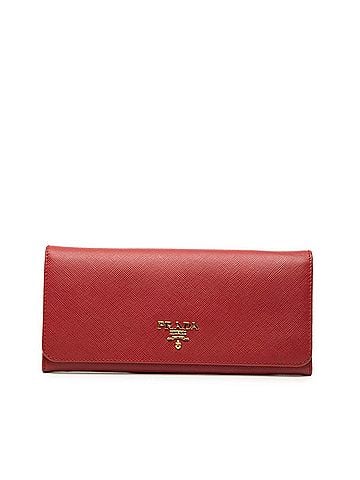 Prada Prada Logo Long Wallet 1M1132 Red Saffiano Leather Women's PRADA (view 1)