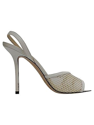 Jimmy Choo Jimmy Choo Mesh-Accent Slingback Sandal Heels in White Leather (view 1)