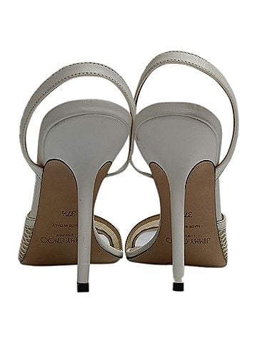 Jimmy Choo Jimmy Choo Mesh-Accent Slingback Sandal Heels in White Leather (view 2)