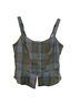 Outlander 65% Polyester 35% Rayon 100% Polyester Plaid Multi Color Gray Blue Sleeveless Blouse Size 0X - photo 1