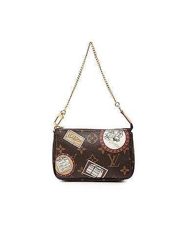 Louis Vuitton Louis Vuitton Monogram Patch Mini Pochette Accessoires Label Collection Chain Accessory Handbag Pouch M95804 Brown Leather Women's LOUIS VUITTON (view 1)