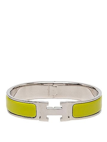 Hermès Hermes Click H PM Enamel Bracelet Bangle Silver Yellow Green Metal Women's HERMES (view 1)