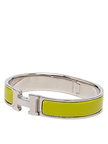 Hermès Hermes Click H PM Enamel Bracelet Bangle Silver Yellow Green Metal Women's HERMES (view 2)