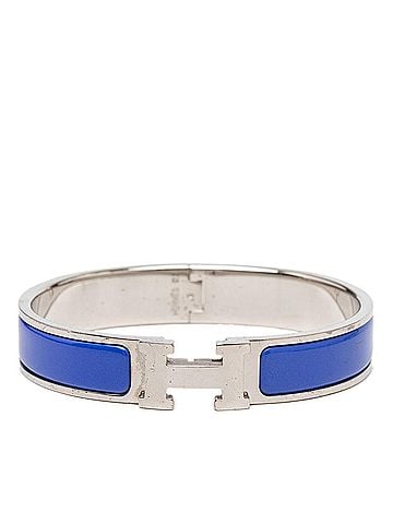 Hermès Hermes Click H GM Enamel Bracelet Bangle Silver Blue Metal Women's HERMES (view 1)