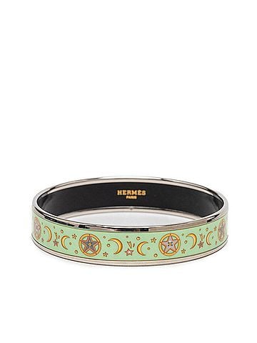 Hermès Hermes Email MM Enamel Bracelet Bangle Silver Green Metal Women's HERMES (view 1)