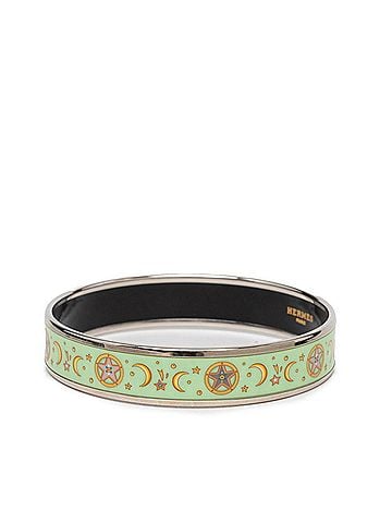 Hermès Hermes Email MM Enamel Bracelet Bangle Silver Green Metal Women's HERMES (view 2)