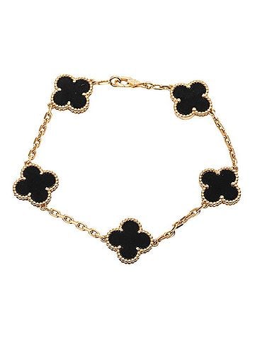 Van Cleef & Arpels Van Cleef &amp; Arpels Vintage Alhambra 5P Onyx Chain Bracelet VCARA41300 Black Gold 18KYG Yellow Au750 Women's (view 1)